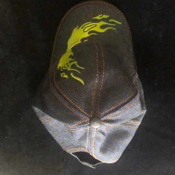 BB cap blue jean leather like trim - Picture 2 of 5